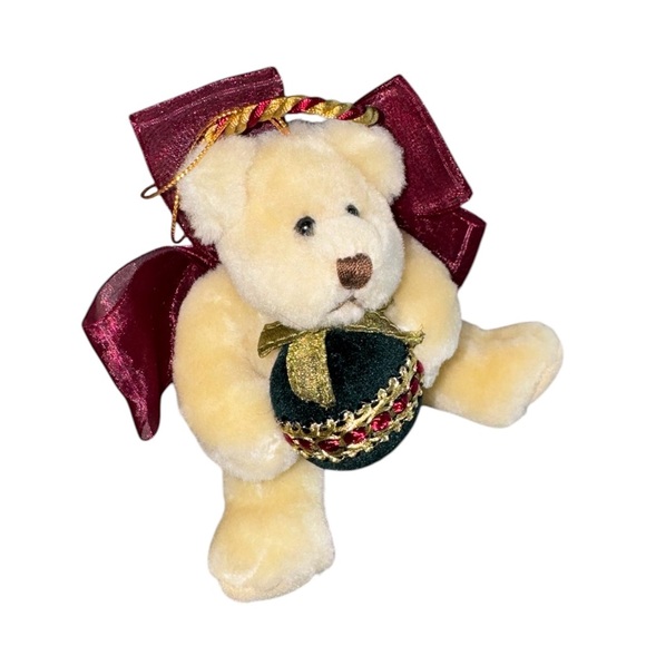 Vintage Russ Berrie & Co 90s Teddy Bear Ornament With Bow & Halo #4574 NWT - Picture 4 of 11